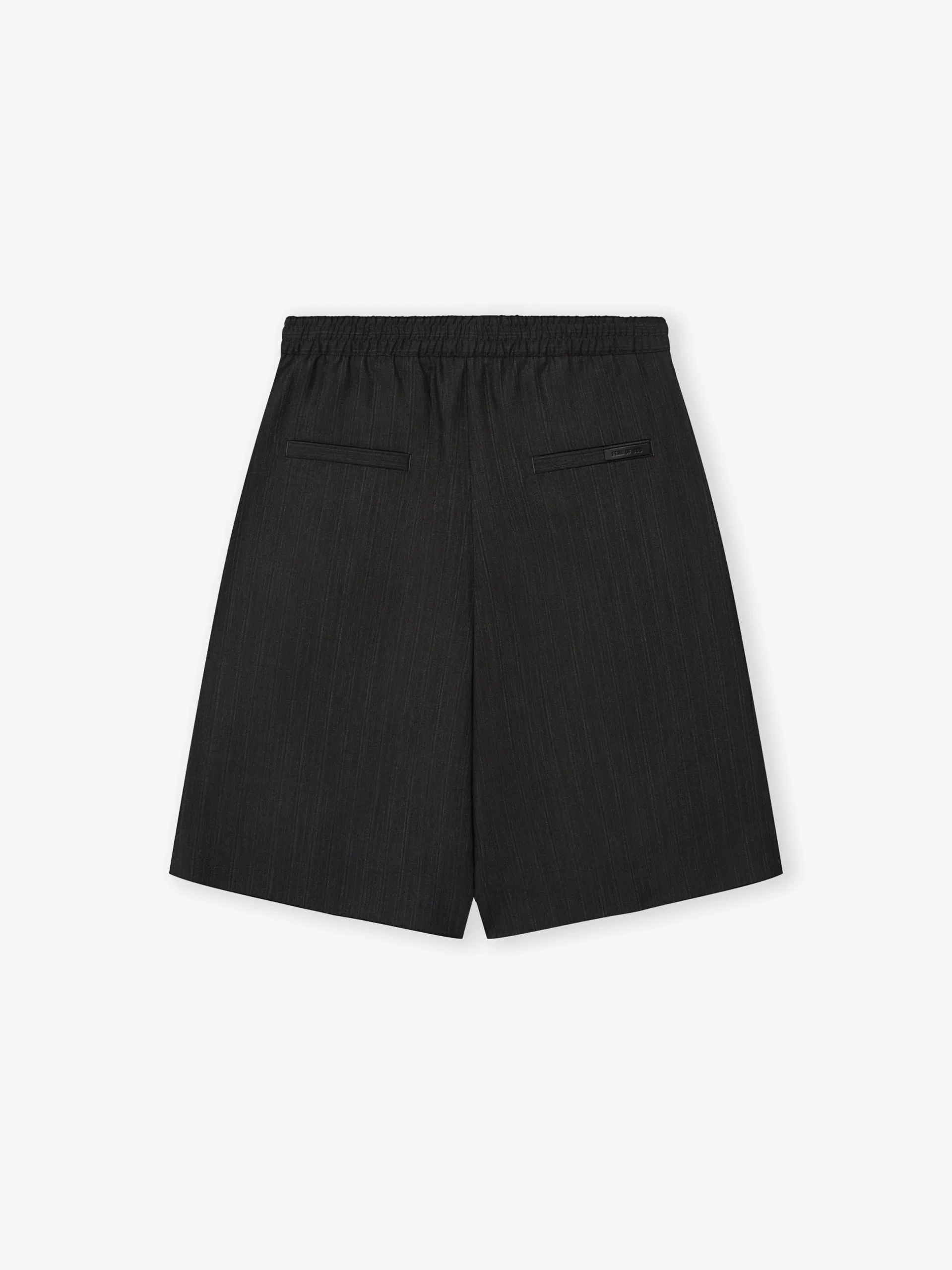 Black Striped Wool Baggy Shorts