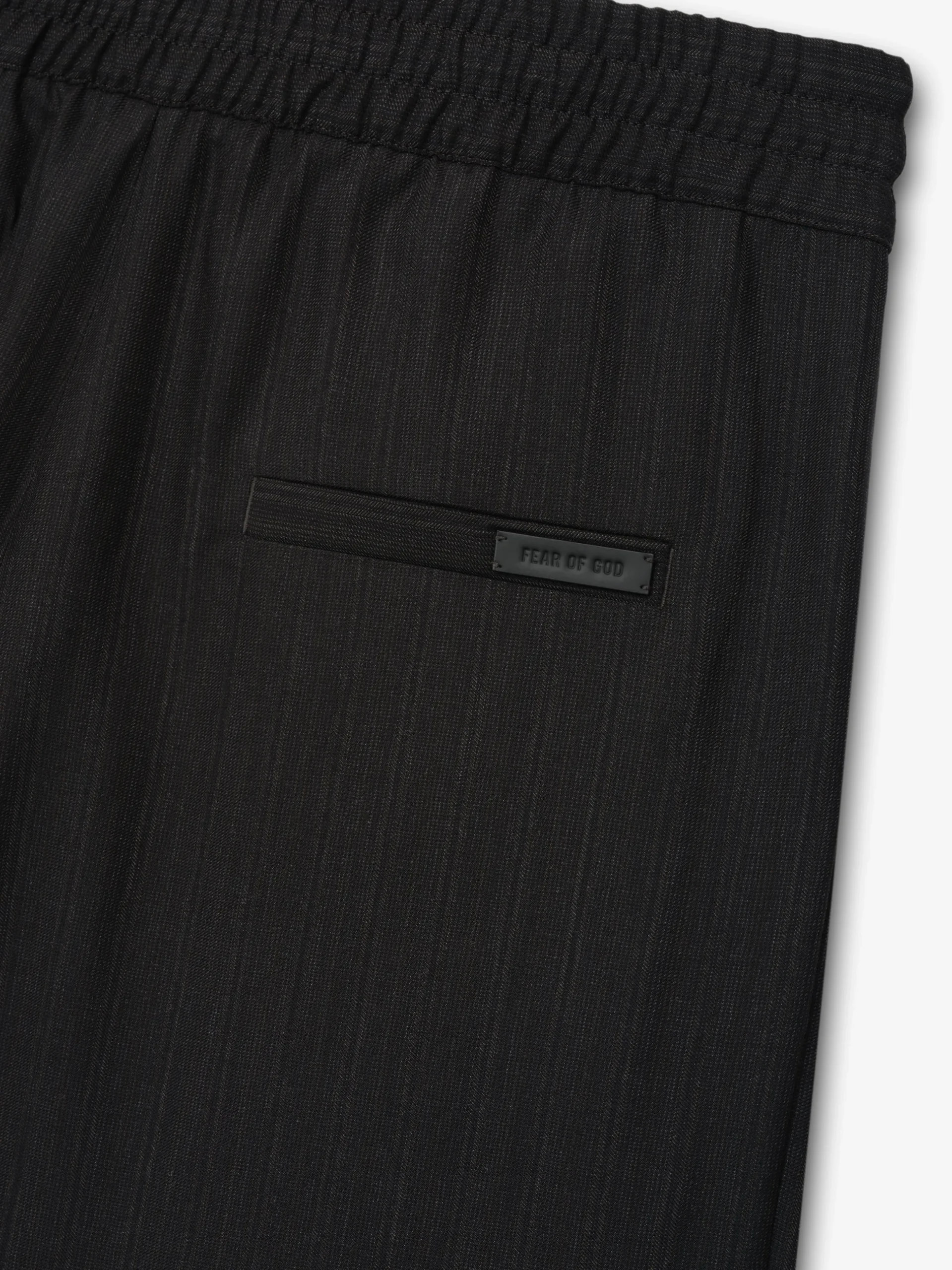 Black Striped Wool Baggy Shorts