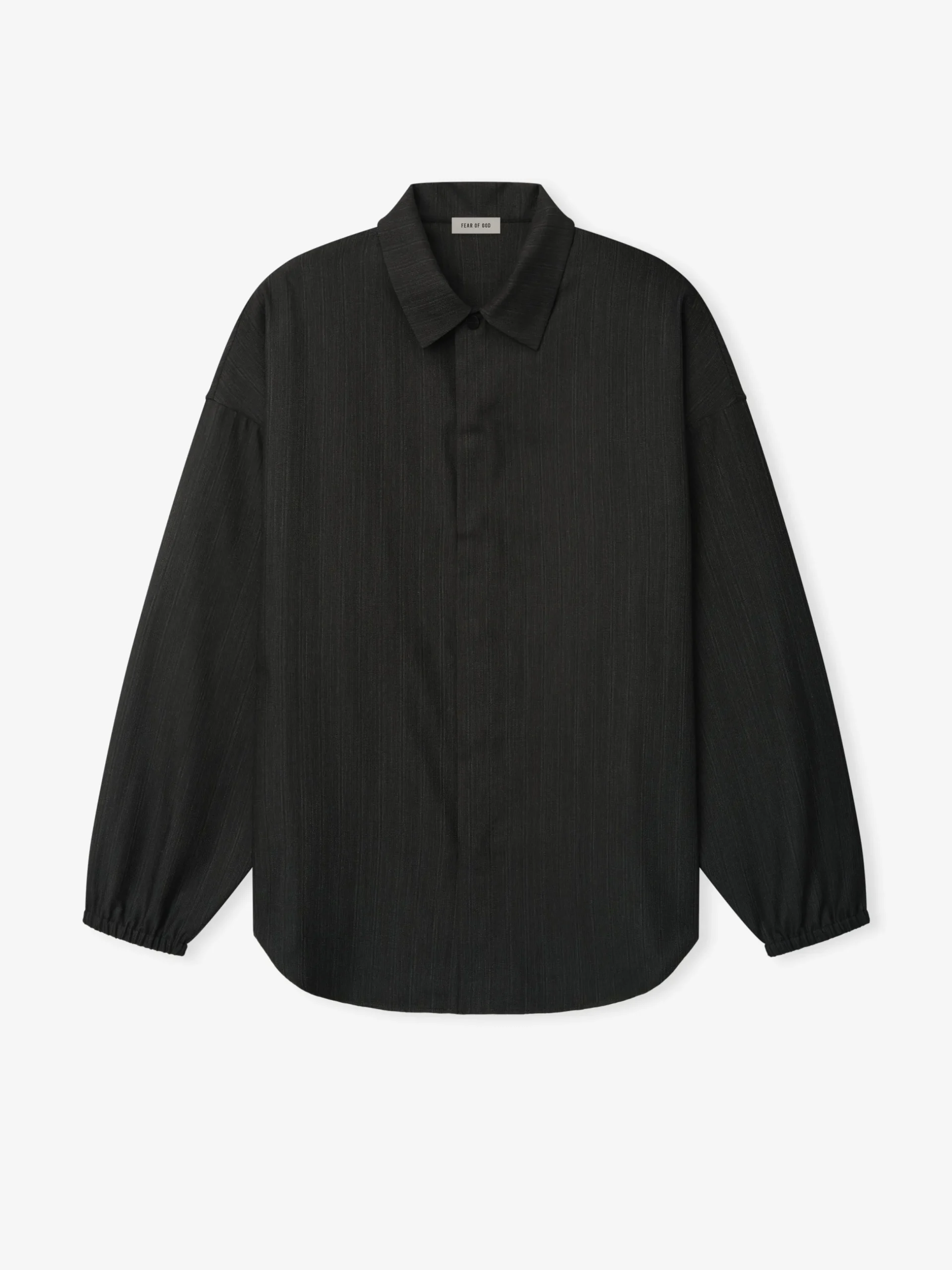 Black Striped Wool Elastic Cuff Shirt