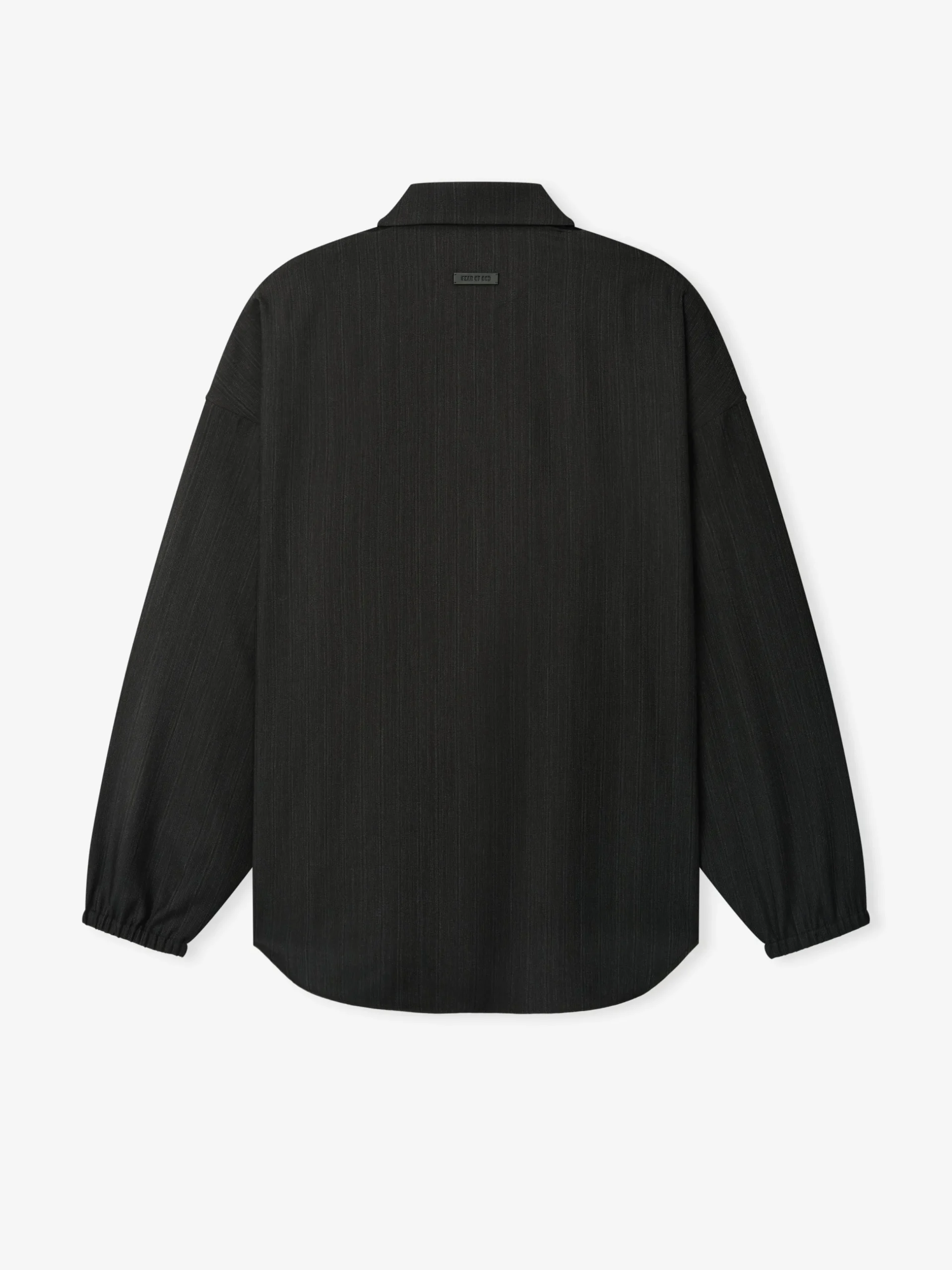 Black Striped Wool Elastic Cuff Shirt