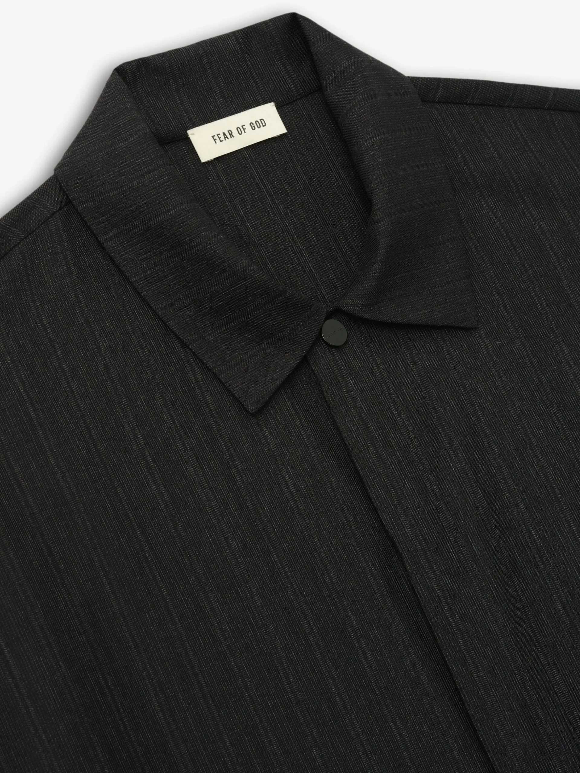 Black Striped Wool Elastic Cuff Shirt