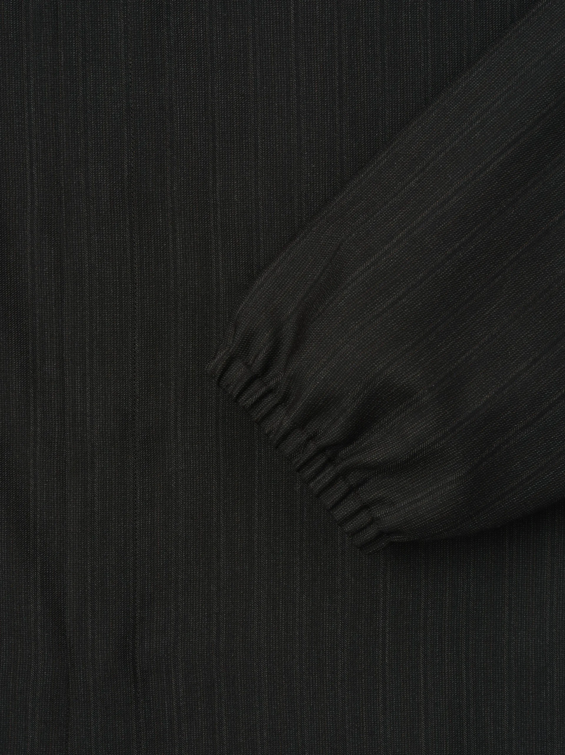Black Striped Wool Elastic Cuff Shirt
