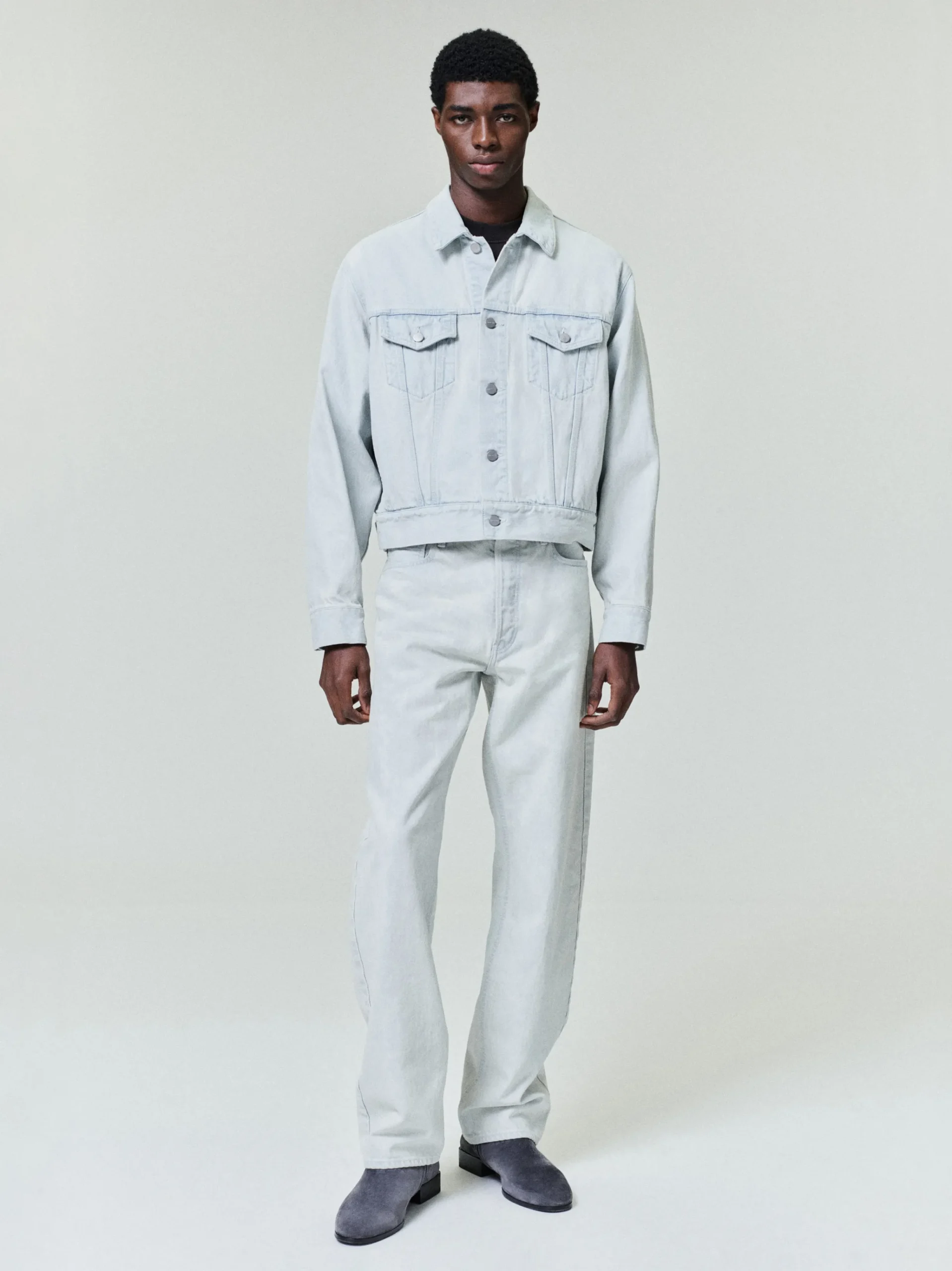 Bleach Washed Denim Straight 5 Pocket