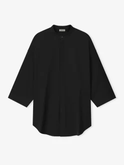 Cotton Wool Oxford Mandarin Relaxed Short Sleeve Shirt