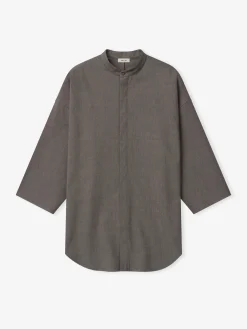 Cotton Wool Oxford Mandarin Relaxed Short Sleeve Shirt