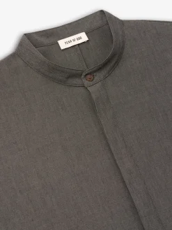 Cotton Wool Oxford Mandarin Relaxed Short Sleeve Shirt
