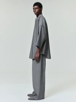 Cotton Wool Oxford Wide Leg Drawstring Pants