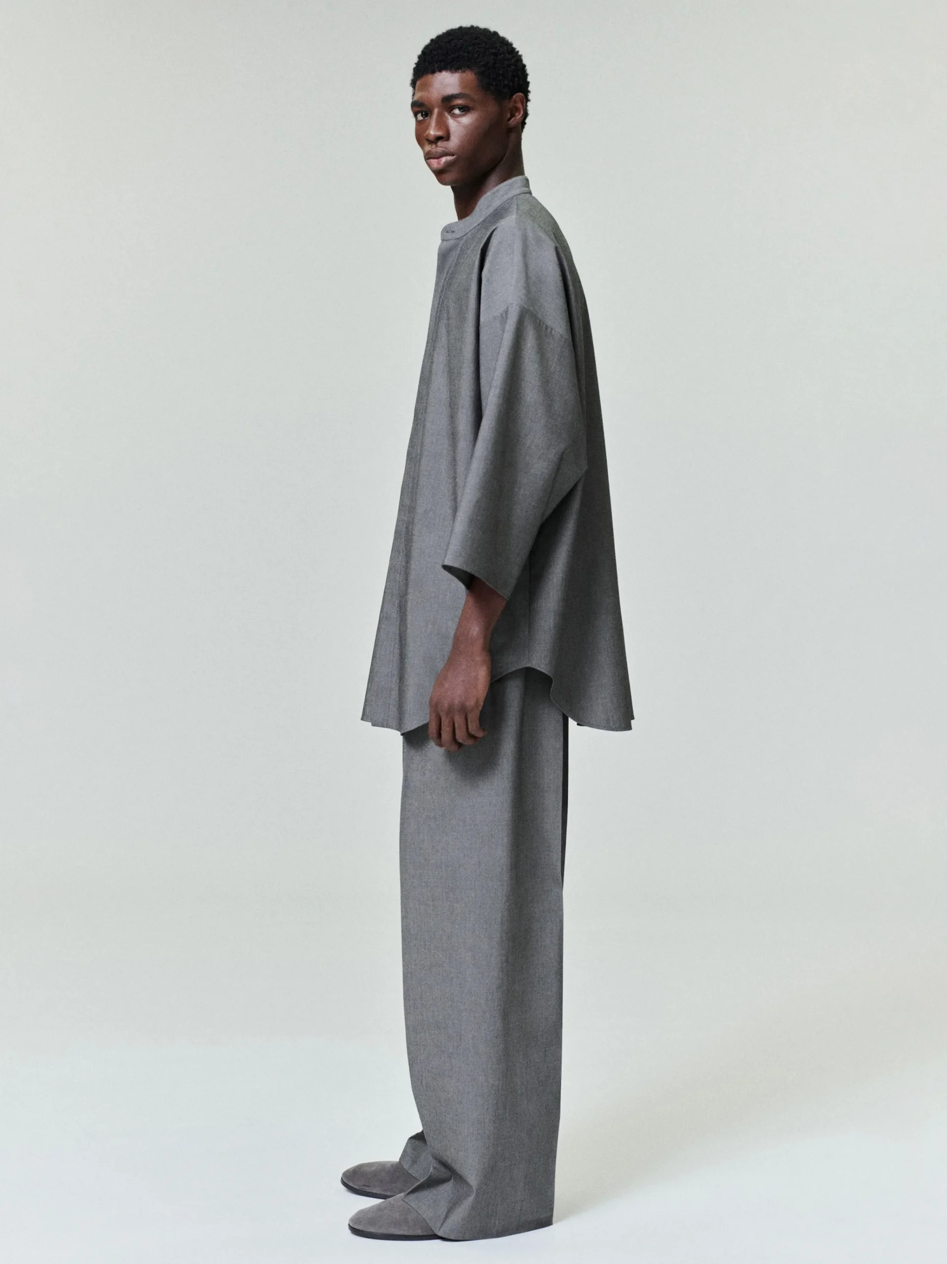 Cotton Wool Oxford Wide Leg Drawstring Pants
