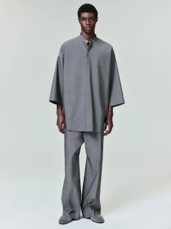 Cotton Wool Oxford Wide Leg Drawstring Pants
