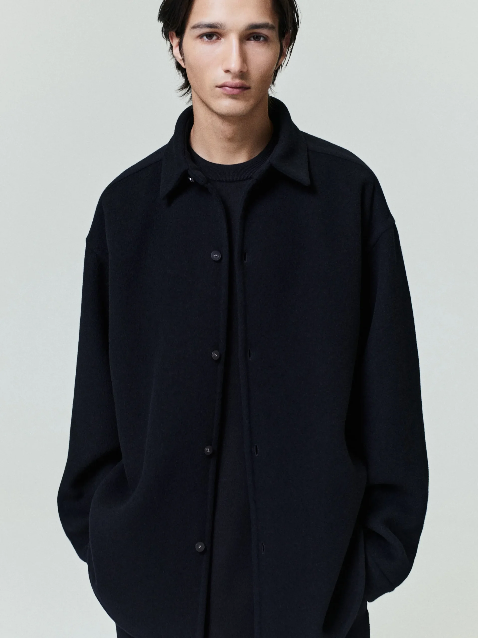 Double Face Wool Cashmere Relaxed Shirt