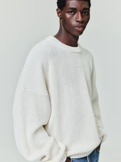 Double Knit Linen Wool Cotton Crewneck Sweater
