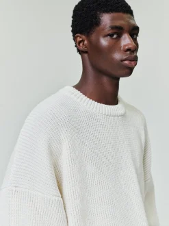 Double Knit Linen Wool Cotton Crewneck Sweater