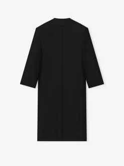 Double Weave Wool Double Breasted Lapelless Coat