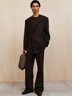 Double Weave Wool Tailored Flared Pants