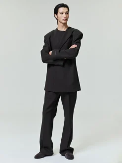 Double Weave Wool Tailored Flared Pants