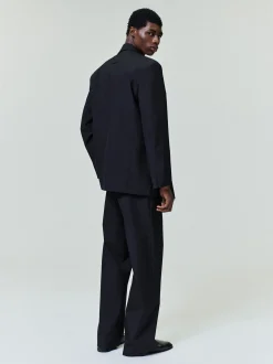 Double-Breasted Wool Poplin Shawl Collar Jacket