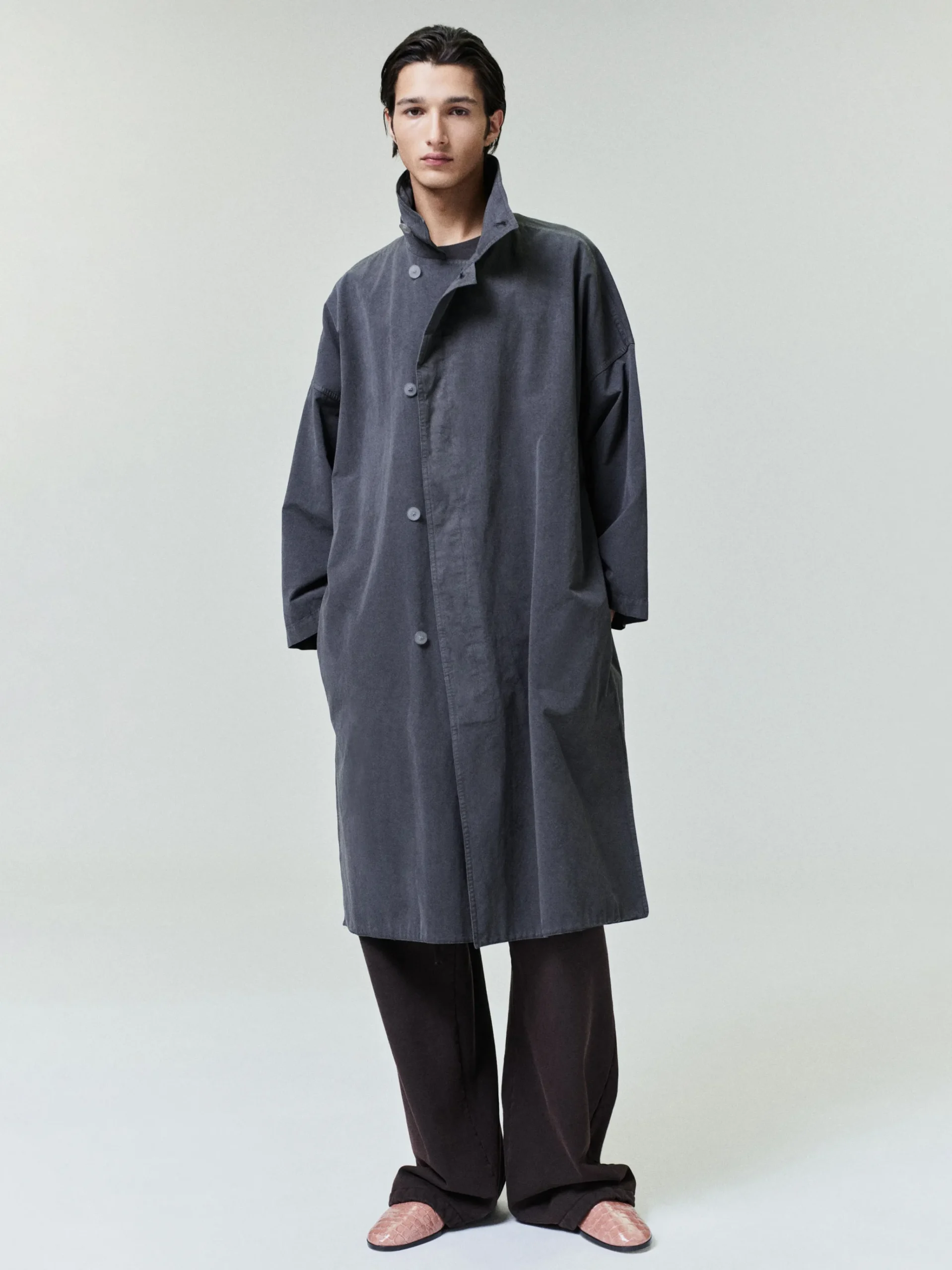 Garment-Dyed Cropped Sleeve Car Coat