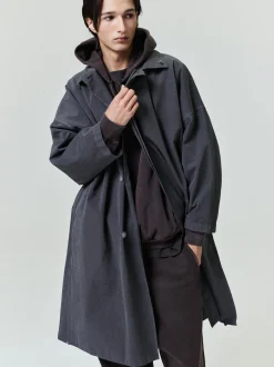 Garment-Dyed Cropped Sleeve Car Coat