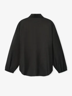 Grey Striped Wool Elastic Cuff Shirt