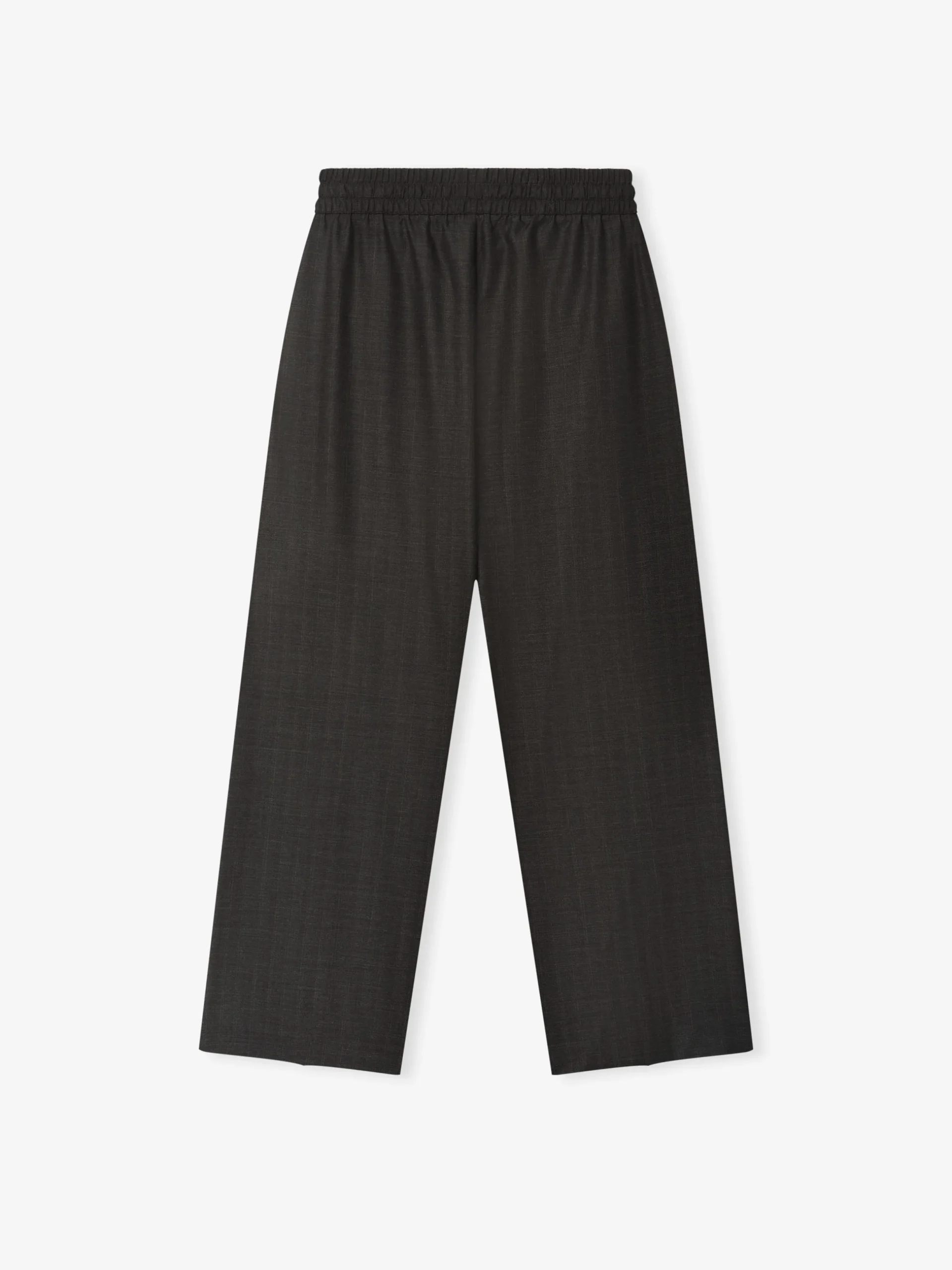 Grey Striped Wool Wide Leg Drawstring Pants