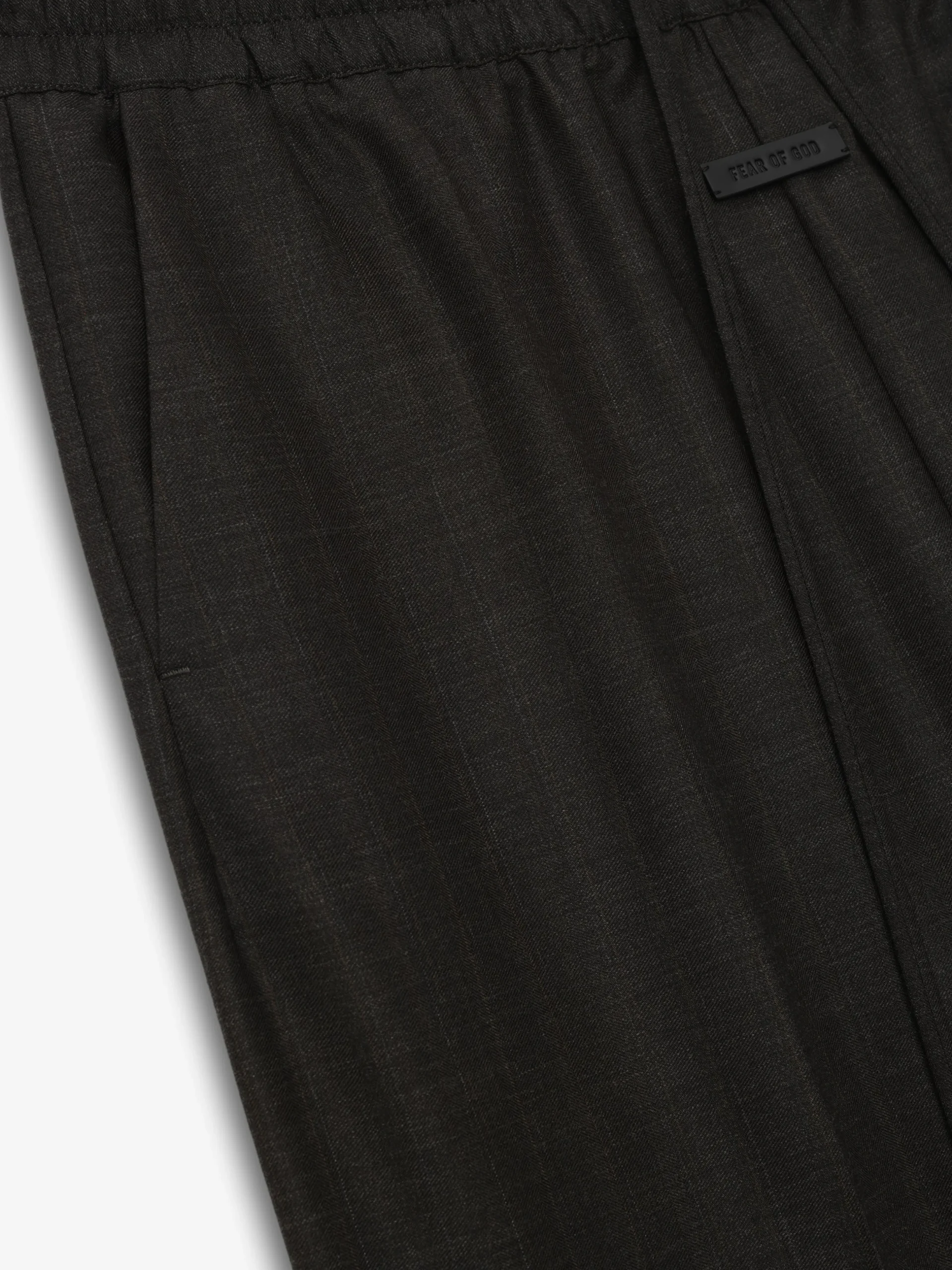 Grey Striped Wool Wide Leg Drawstring Pants