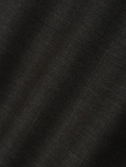 Grey Striped Wool Wide Leg Drawstring Pants