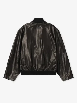 Leather Raglan Bomber Jacket