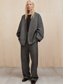 Mouline Wool Relaxed Lapelless Jacket