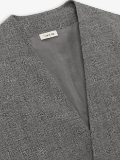 Mouline Wool Relaxed Lapelless Jacket