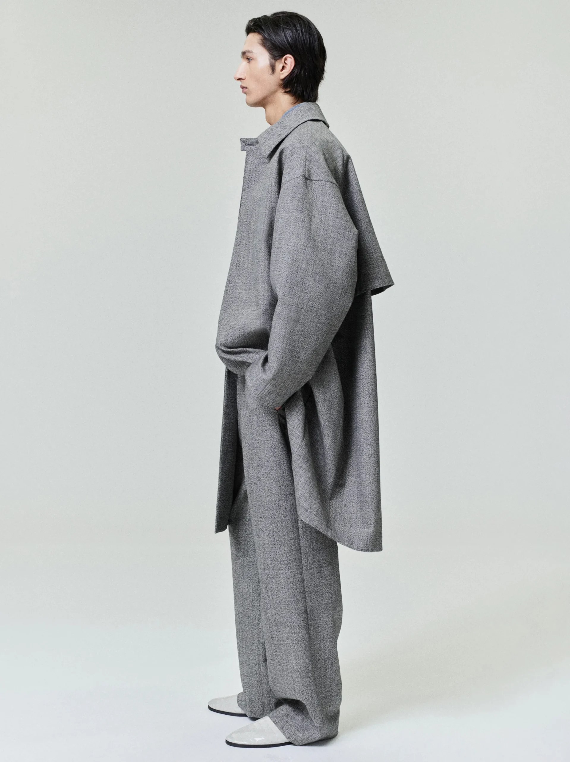 Mouline Wool Relaxed Trench Coat