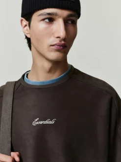 Suede Fleece Signature Modern Crewneck Sweatshirt