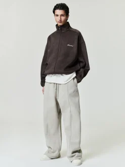 Suede Fleece Signature Modern Track Jacket W/ Piping