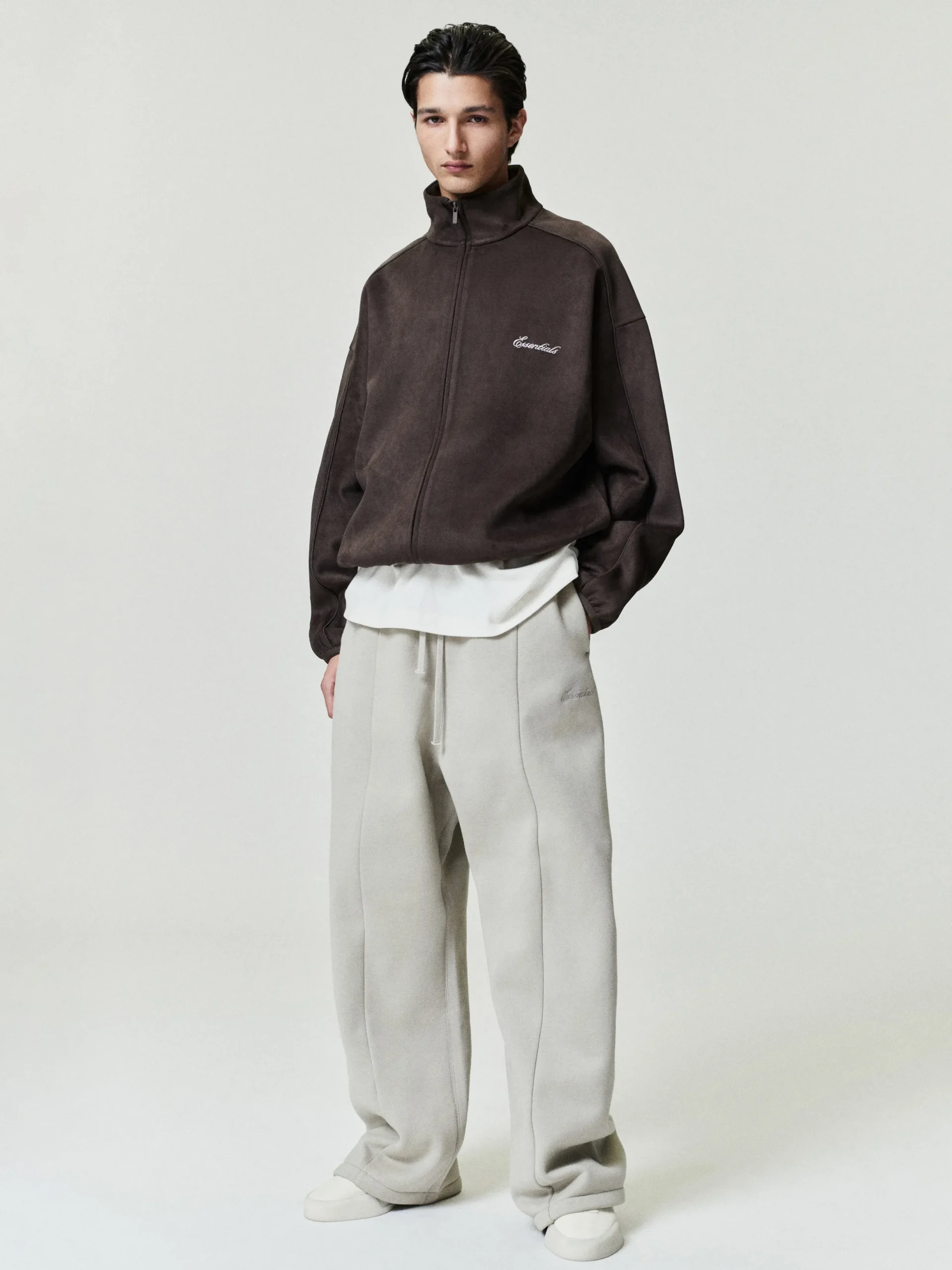 Suede Fleece Signature Modern Track Jacket W/ Piping