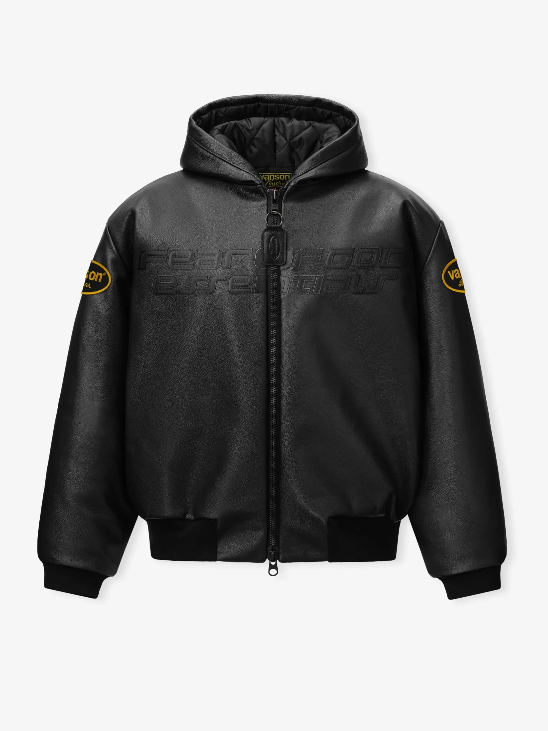 Vanson Essentials Leather Hooded Bomber