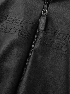 Vanson Essentials Leather Hooded Bomber