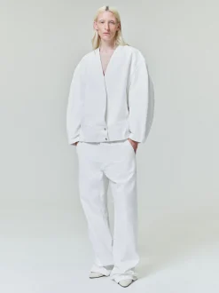Womens Cotton Twill Relaxed Lapelless Jacket