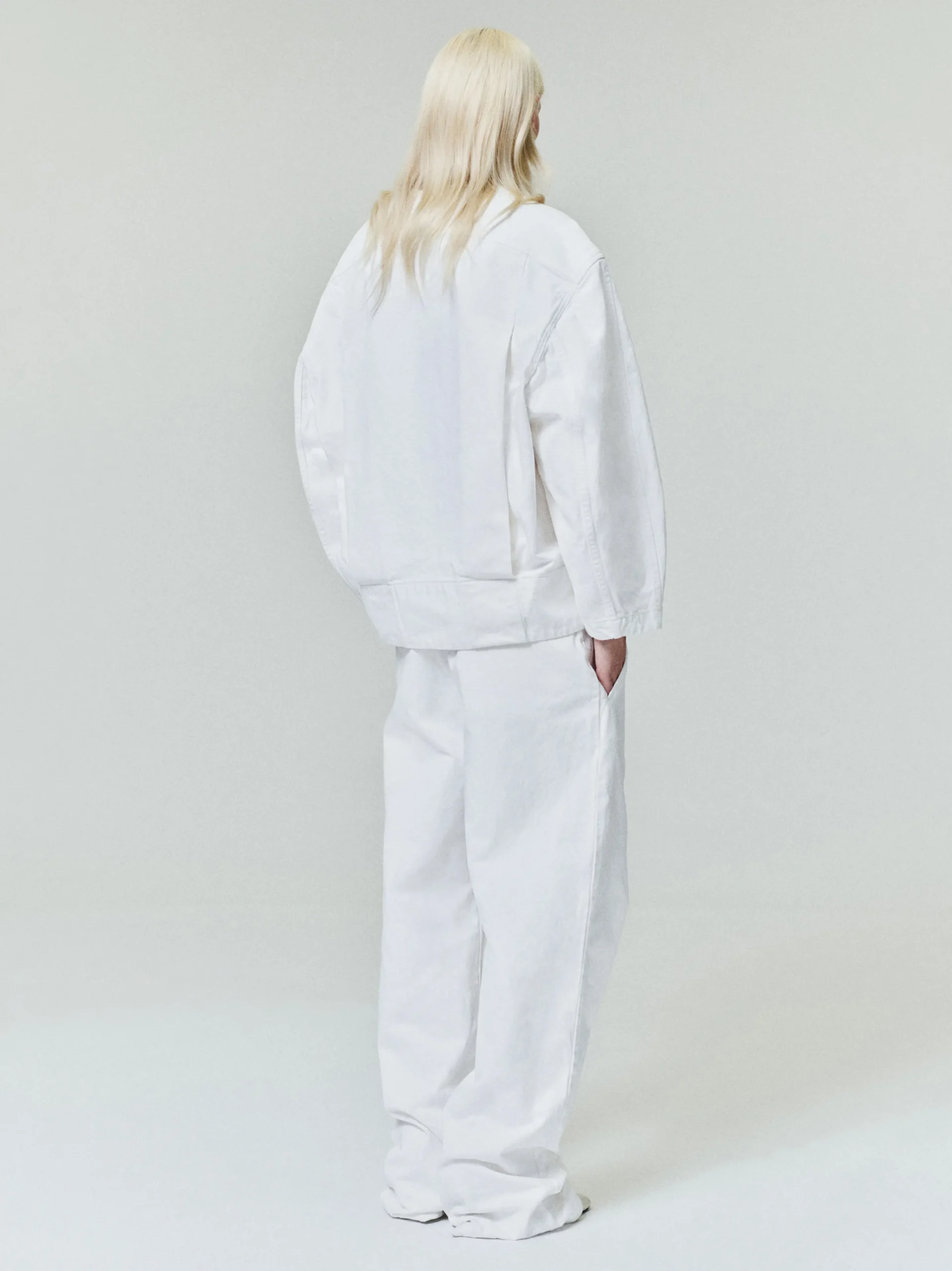 Womens Cotton Twill Relaxed Lapelless Jacket