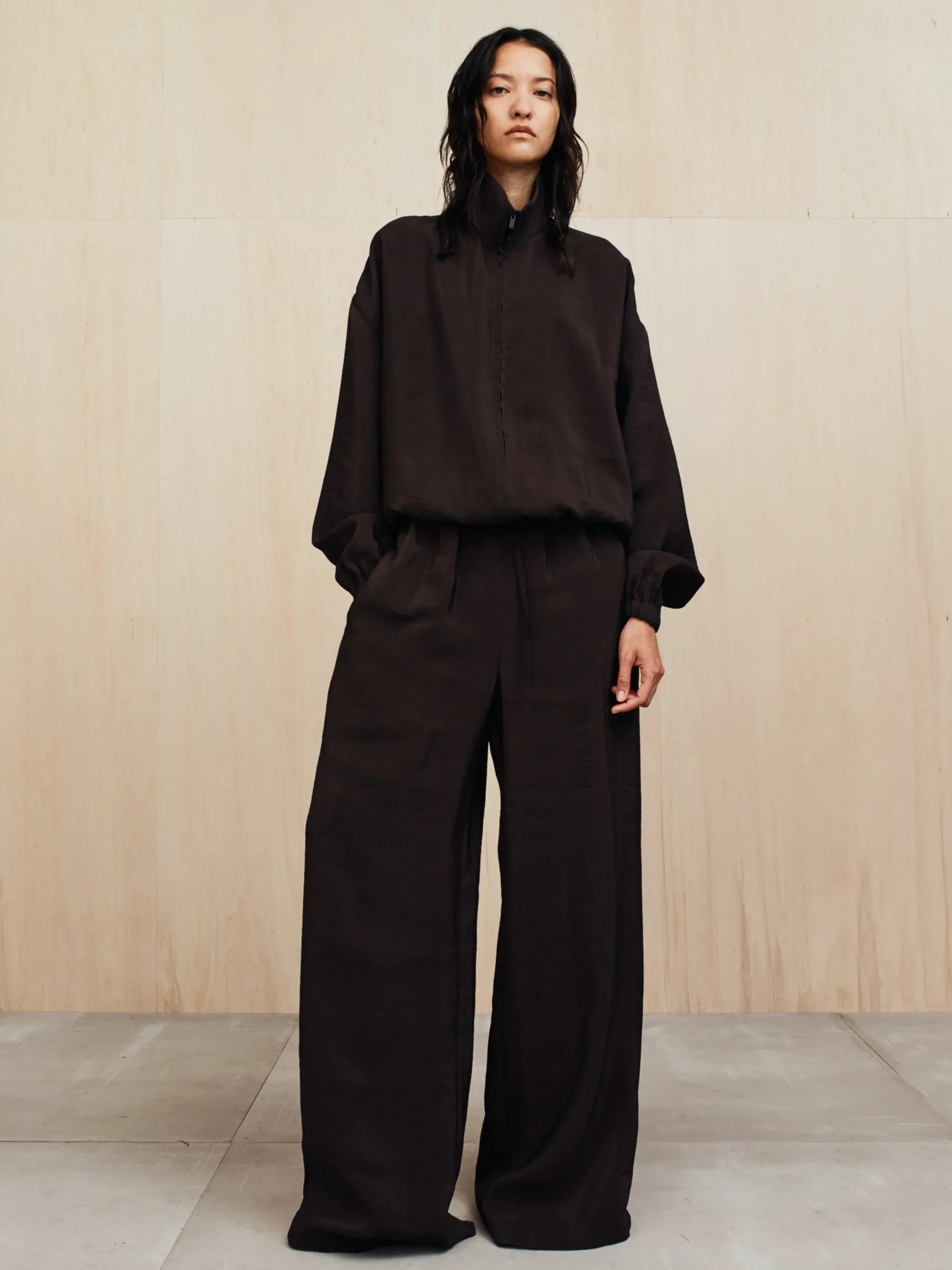 Womens Crinkle Viscose Track Jacket