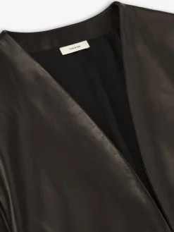 Womens Leather Collarless Jacket