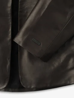 Womens Leather Collarless Jacket