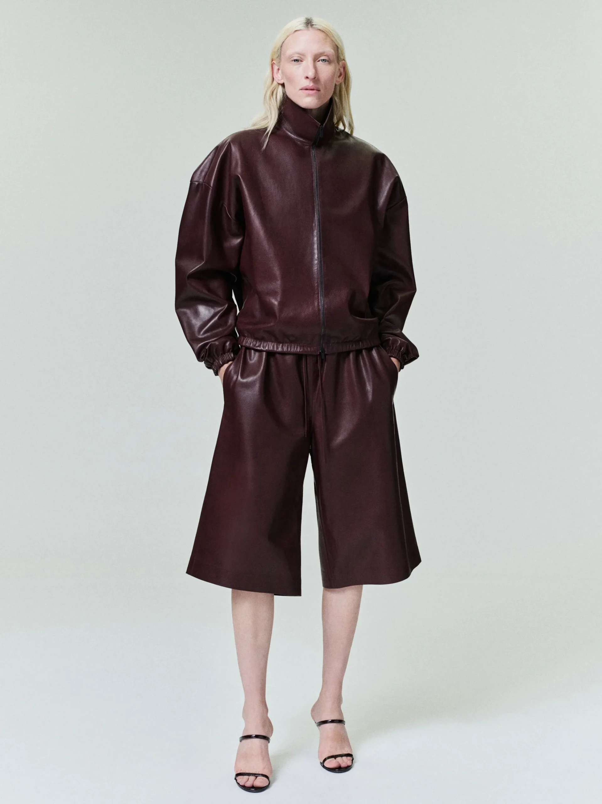 Womens Leather Drawstring Shorts