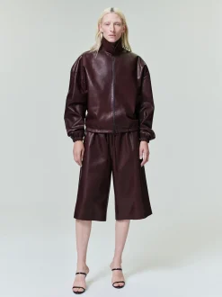 Womens Leather Drawstring Shorts