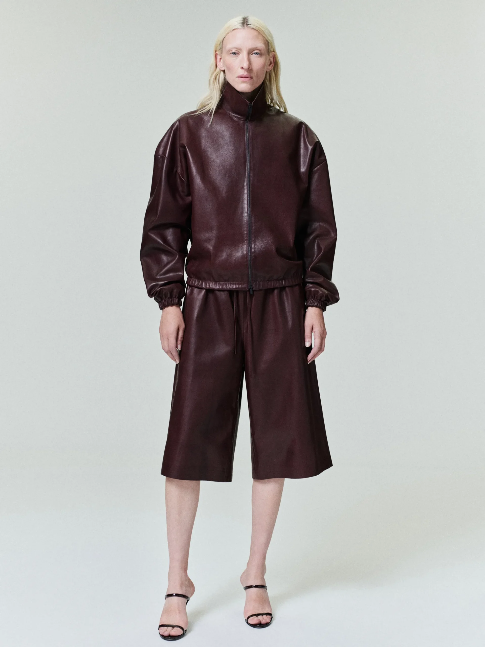 Womens Leather Drawstring Shorts