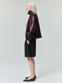 Womens Leather Track Jacket
