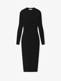 Womens Rib Knit Fitted Long Sleeve Dress
