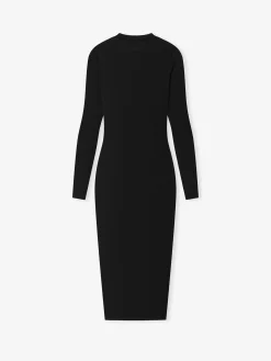 Womens Rib Knit Fitted Long Sleeve Dress