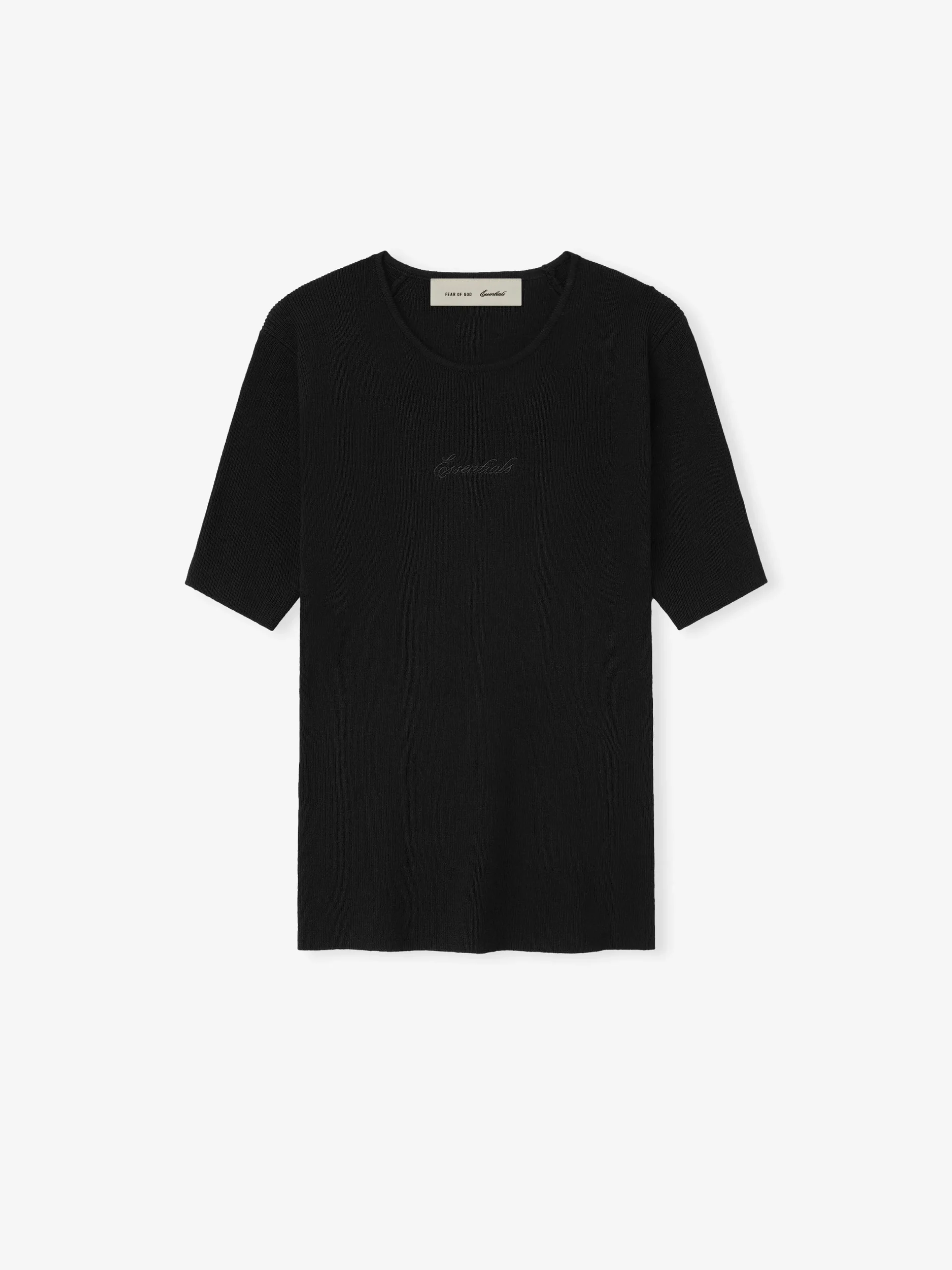 Womens Signature Rib Knit Fitted Short Sleeve Tee