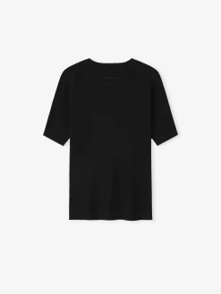 Womens Signature Rib Knit Fitted Short Sleeve Tee