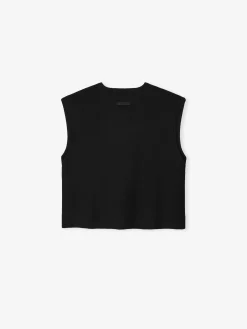 Womens Signature Rib Knit Cropped Top