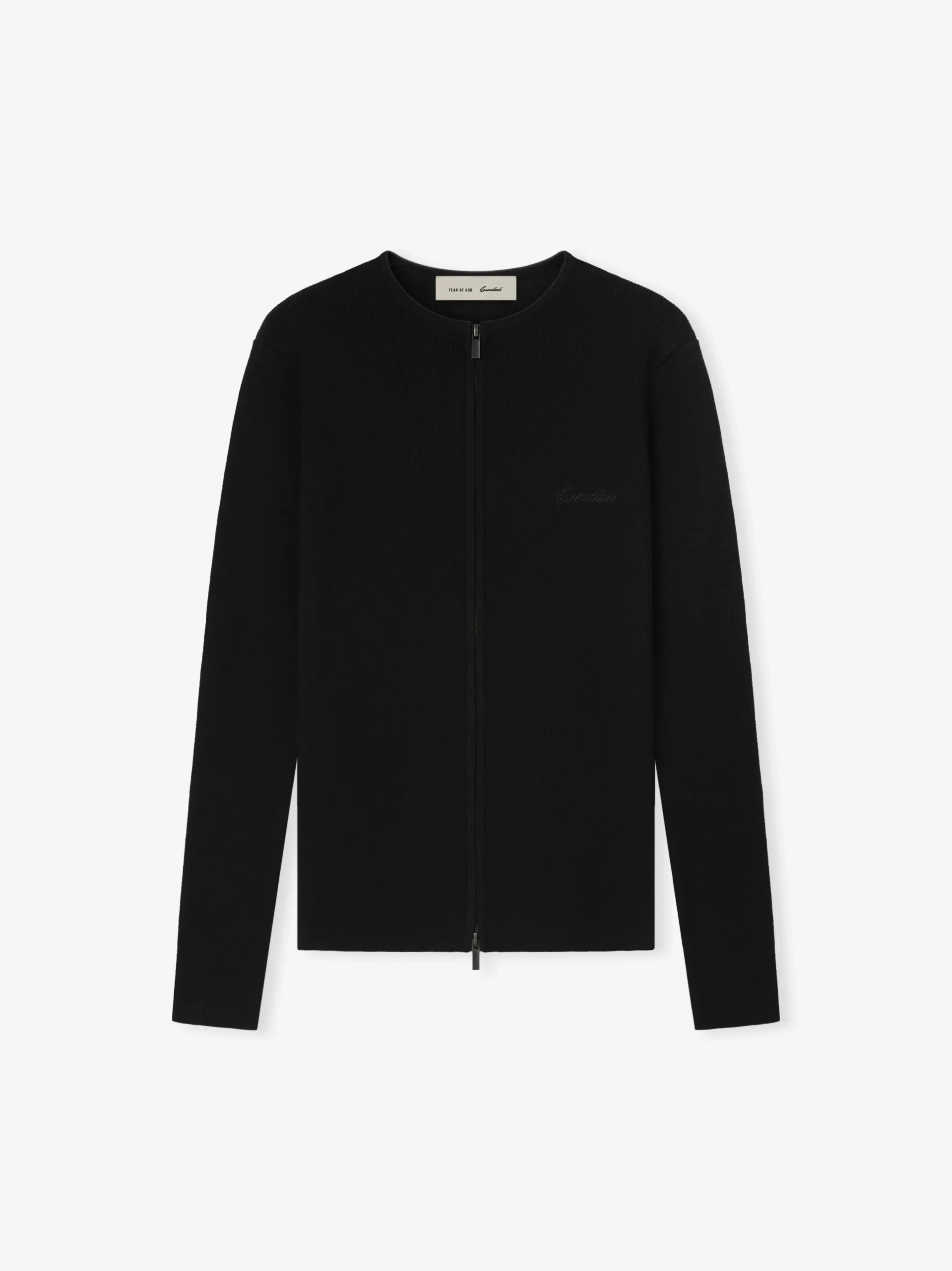 Womens Signature Rib Knit Fitted Long Sleeve Zip Up Tee